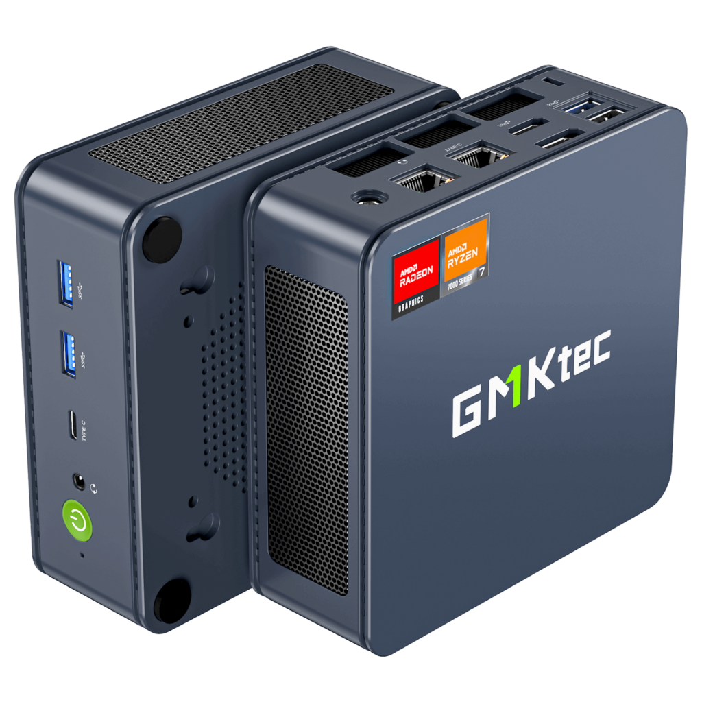 GMKTec NucBox K6 1 The image depicts the GMKTEC NUBOX K6 Mini PC, a compact and powerful computing device. It features a sleek matte black design with a minimalist aesthetic. Equipped with advanced hardware components, this mini PC is capable of handling demanding computing tasks with ease. The GMKTEC logo is subtly placed on the top surface. Overall, the design emphasizes portability, performance, and modernity.