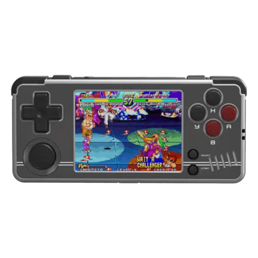 MiYoo A30 handheld gaming console in gray color, featuring a stylish and contrasting design for retro gaming enthusiasts