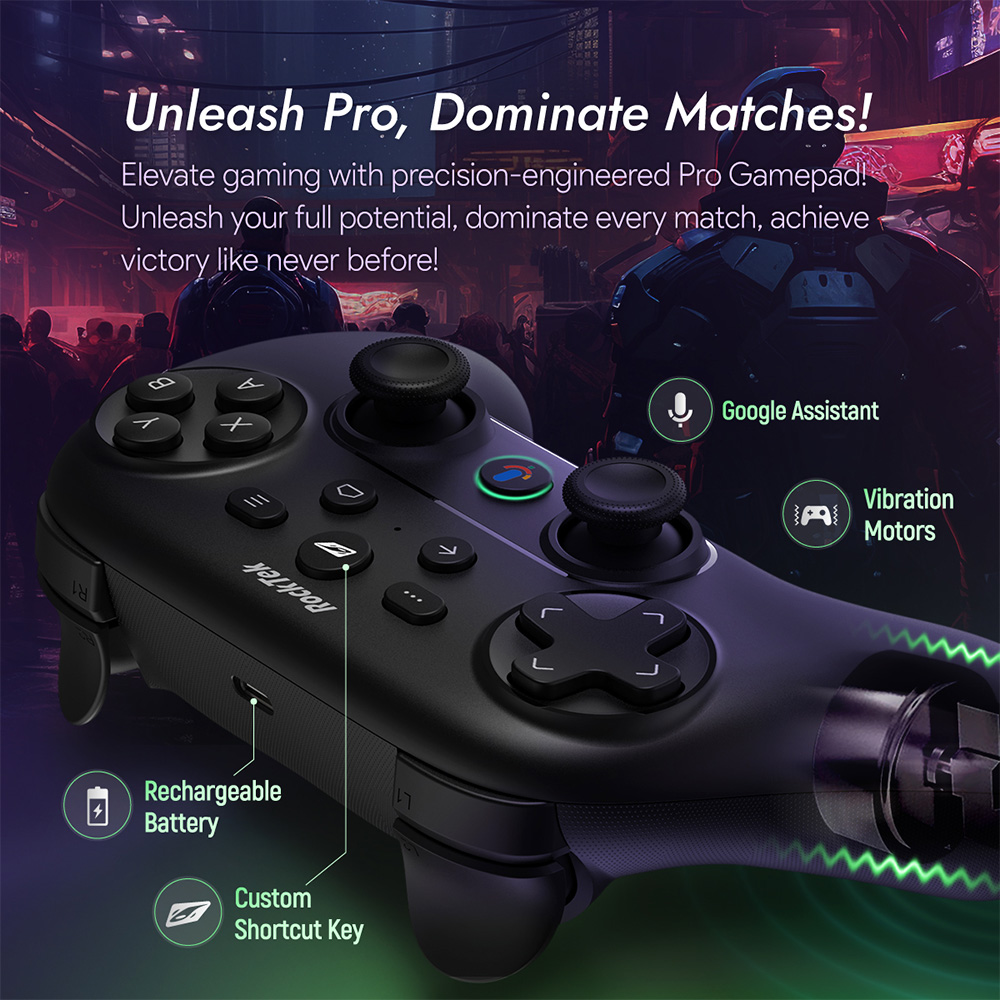 RockTek G2 RTX5000 5 Gamestream Pro gaming console with a modern black design, equipped with advanced hardware for high-performance gaming and seamless graphics