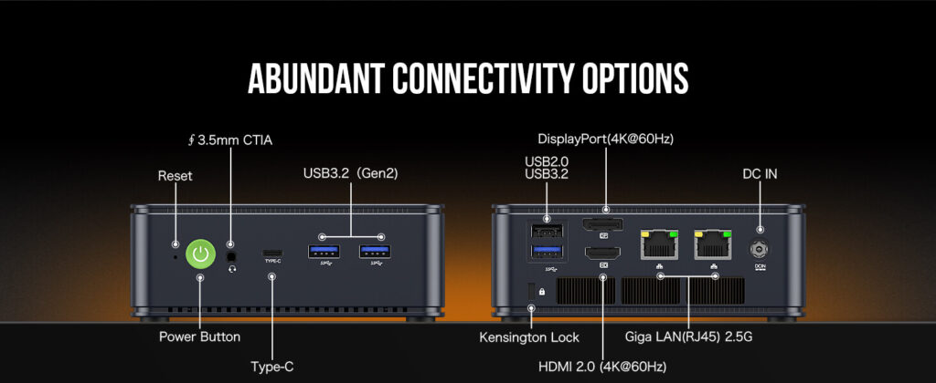 GMKTec NucBox M6 9 GMKtec NucBox M6 mini PC highlighting its comprehensive I/O connectivity options for versatile and efficient use
