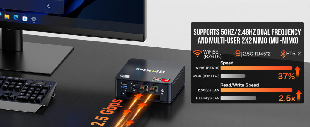 GMKTec NucBox M6 5 GMKtec NucBox M6 mini PC with support for 5GHz frequency, ensuring fast and reliable wireless connectivity.