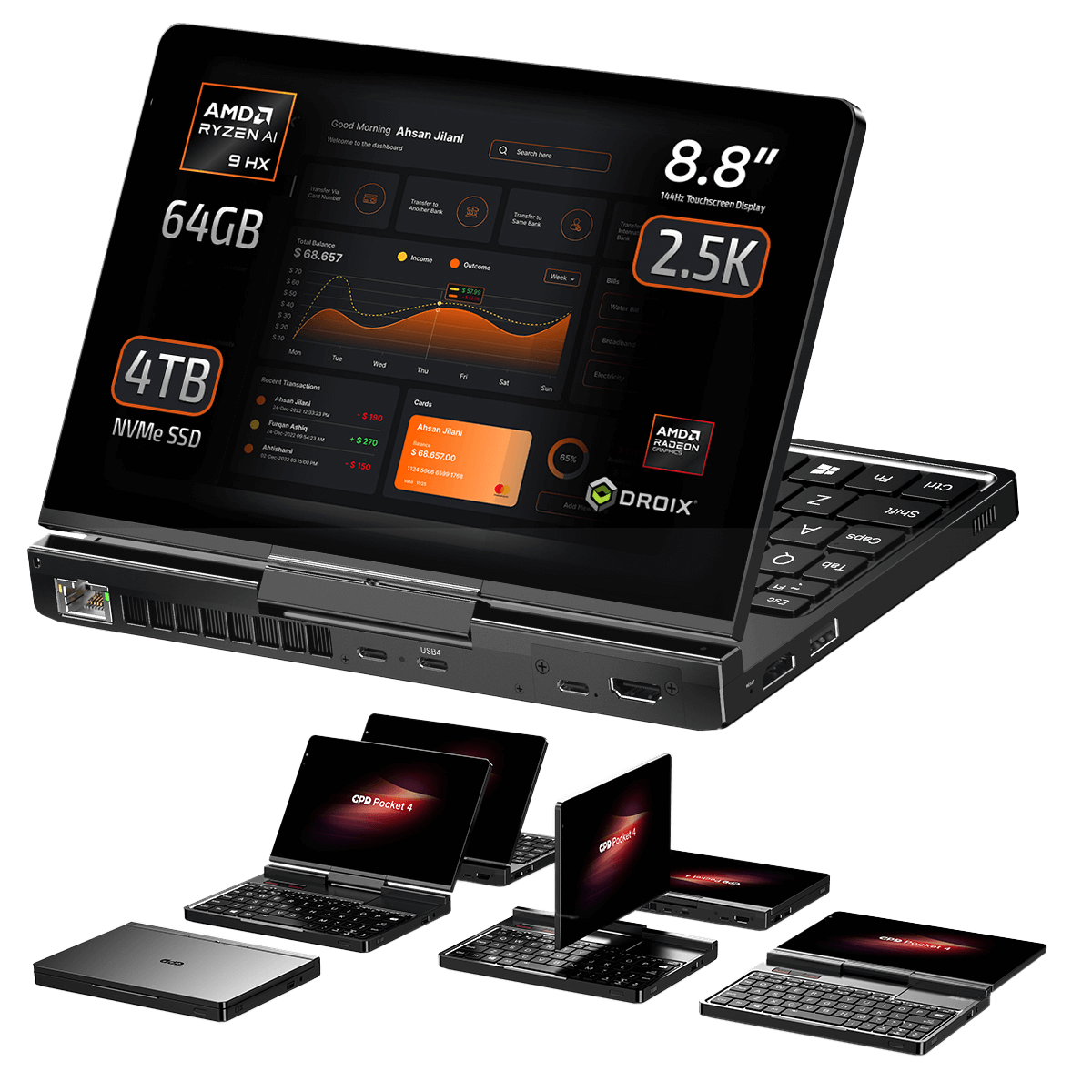 ミニPC GPD Pocket 4 GPD Pocket 4の紹介：最先端の2-in-1ミニノートPCとタブレット