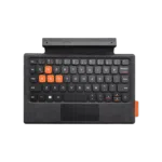 ONEXPLAYER-X1-KEYBOARD-DONE-01 A detachable keyboard for the ONEXPLAYER device. It has a compact layout with black keys and orange highlights on certain keys like WASD. The keyboard includes a small touchpad and connects to the device via a connector at the top.