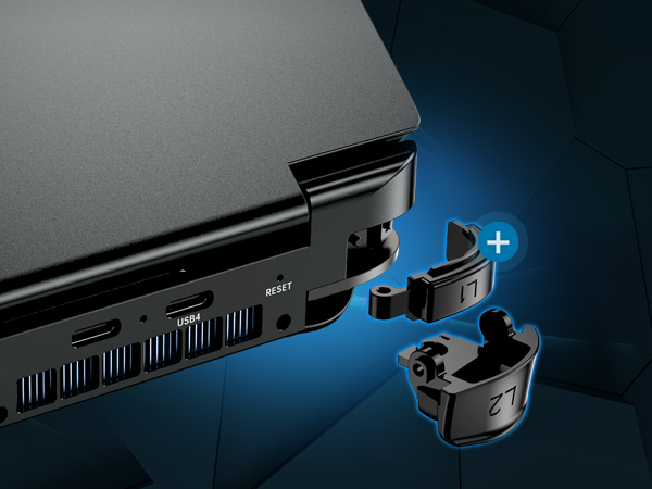 GPD WIN Mini 2025 7 Rear view of the GPD Win Mini 2025 showing detachable L1 and L2 triggers, highlighting the quick-release design for easy customization and enhanced gameplay ergonomics.