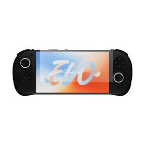 AYANEO Pocket EVO handheld device with a screen protector applied, showcasing a crystal-clear protective layer that guards the display against scratches and smudges while maintaining vibrant screen clarity and touch responsiveness