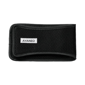 AYANEO Pocket Micro Case in black with a breathable mesh design and a sleek AYANEO logo patch, providing compact and stylish protection for the gaming console.