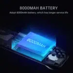 A digital visualization of the AYN Odin 2 Portal's 8000mAh battery, emphasizing its long-lasting power for extended gaming sessions.