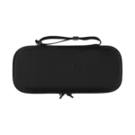 Exterior view of the AYN Odin 2 and Portal carrying case, featuring a durable black shell with a textured surface, dual zipper closure, and a wrist strap for easy carrying.