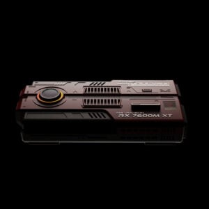 Direct top-down view of the AYANEO AG01 against a black background, clearly showing the engraved branding and heat vents.