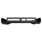 A back view of the black grip accessory for the AYANEO Pocket ACE, against a white background. The accessory features a central cutout with white striped vents, and two rounded, ergonomic grips on the left and right sides.