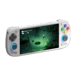 The nostalgic 16-bit grey Retroid Pocket 5 Handheld game console with iconic multi-coloured face buttons and high-precision hall effect sticks for elite gaming.