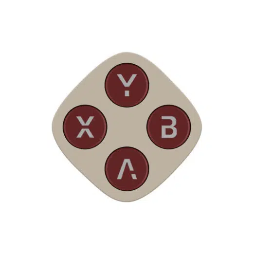 A single retro-styled gaming module with a light beige frame and four circular, dark burgundy action buttons arranged in a diamond configuration with grey letters Y, X, B, and A.