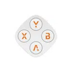 A single white, rounded diamond-shaped gaming controller module featuring four circular white action buttons arranged in a diamond layout, labeled with stylized orange letters Y, X, B, and A against a plain white background.