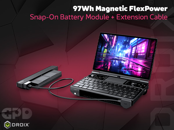 GPD WIN Max 3 Handheld Gaming PC 7 GPD WIN Max 3 97Wh magnetic FlexPower battery