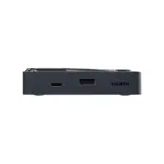 RockTek G2 Next 4K Android TV box front view in dark gray, with USB-C, USB-A ports and HDMI logo