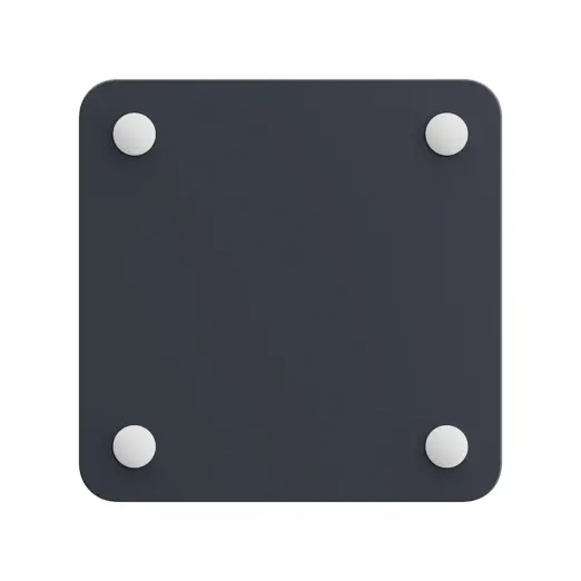 RockTek G2 Next Google TV box underside in matte dark gray, rounded square with four white rubber feet