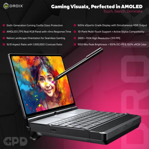 GPD WIN Max 3 AMOLED display and stylus feature image