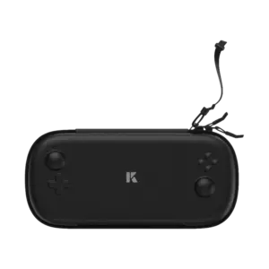 KONKR Pocket Fit Carrying Case front view in matte black textured shell with zipper pull and wrist strap