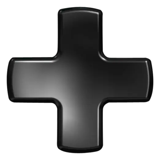 ONEXPLAYER-3-D-PAD-LISTING-DONE-01-de85696b-d3b8-4f63-8463-5f3e8468faaa.webp ONEXPLAYER 3 D-Pad close-up, glossy black plus-shaped button with rounded edges and subtle highlights