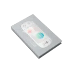 A light gray box for the AYANEO Pocket S screen protector, featuring a stylized, translucent graphic of the white handheld co